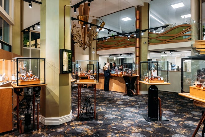 Cabinets and jewellery displays in The Village Goldsmith.