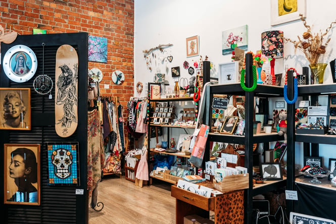 Eclectic range of products on display on the shop floor at Goody Goodness.