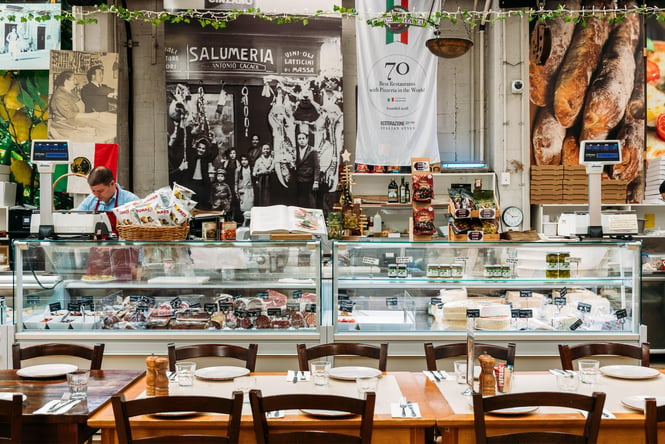 The deli counter at La Bella Italia.