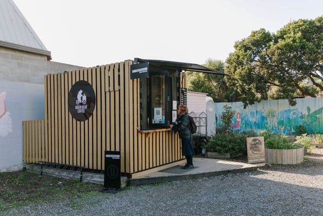Green Bear coffee container exterior in New Brighton.