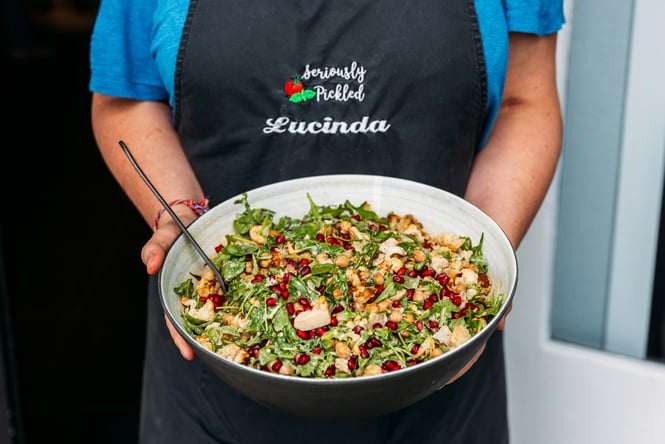 Delicious big bowl of salad at Seriously Pickled