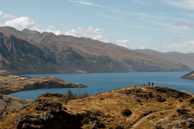 A Queenstown lake on a sunny day.