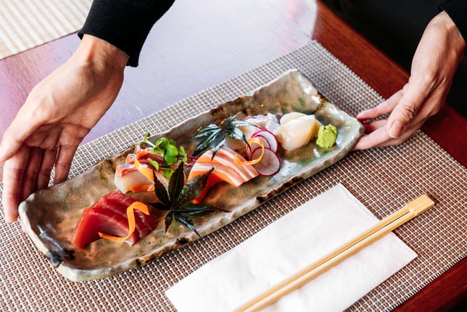 A plate of sushi.