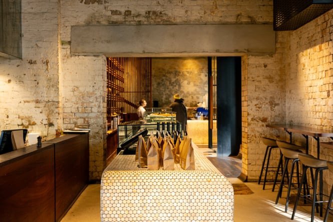 The cafe interior of Amano in Auckland.