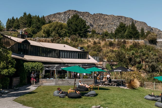 The exterior of Canyon's Brewing in Arthur's Point on a sunny day.