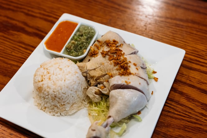 A close up of a plate of food on a table.
