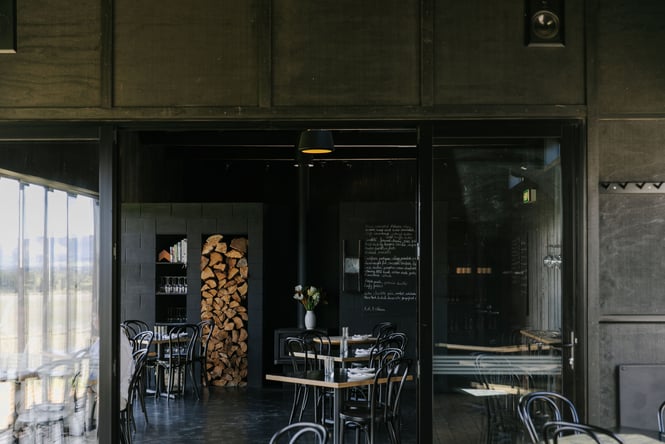 The black interior of Black Estate.