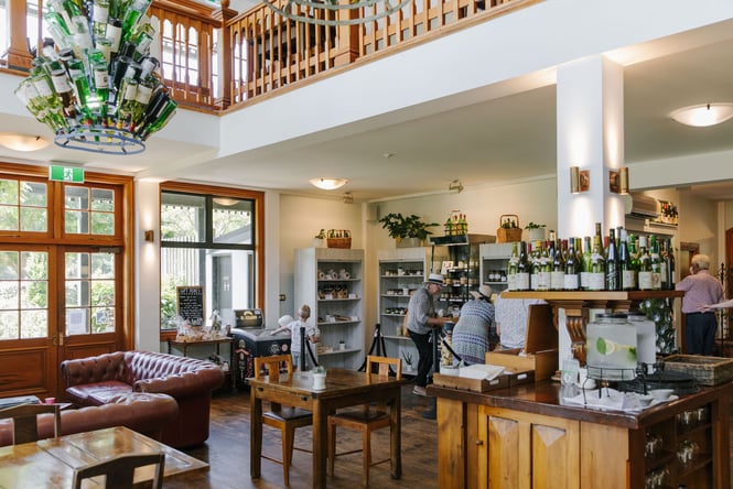 The inside of Pegasus Bay winery.