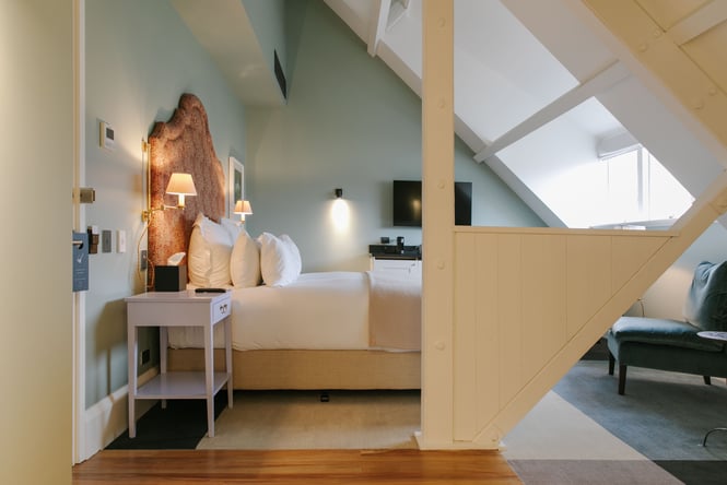 Overview of luxurious hotel room at The Observatory Room in The Arts Centre