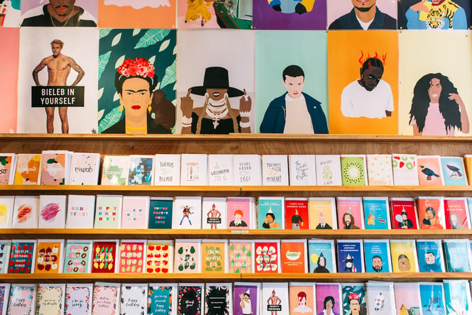Greeting cards on display at Iko Iko.