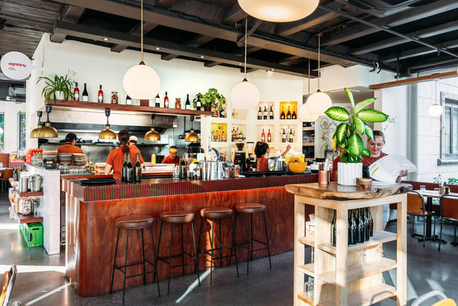 The colourful interior of a Queenstown bar.
