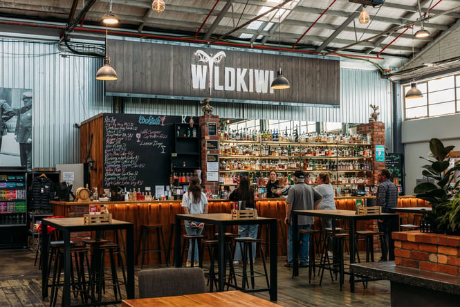 A large bar inside Brewtown.