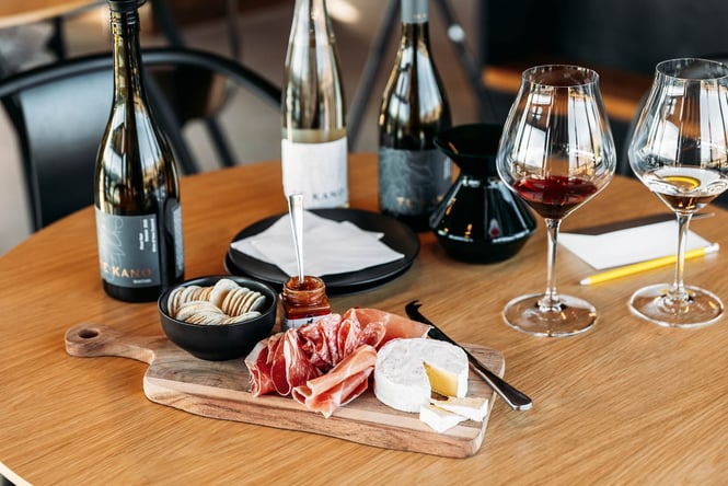 Close up of tasting and platter at Te Kano winery