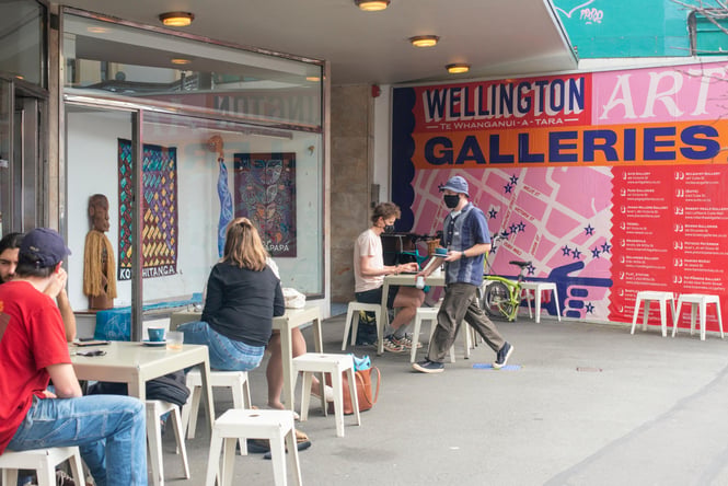 People outside Bowen Galleries.