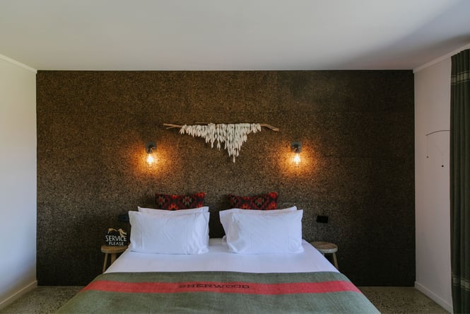 A bedroom inside The Sherwood.