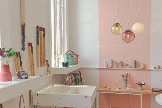 Vases and other homewares on display.
