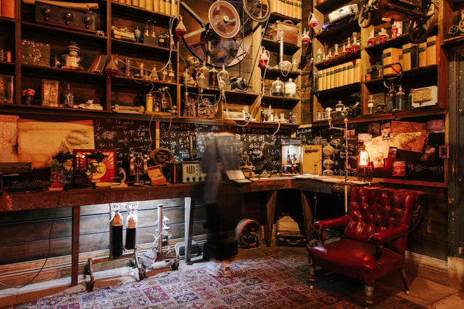 The inside of the Steampunk building.