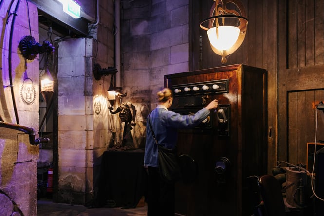 The inside of the Steampunk building.