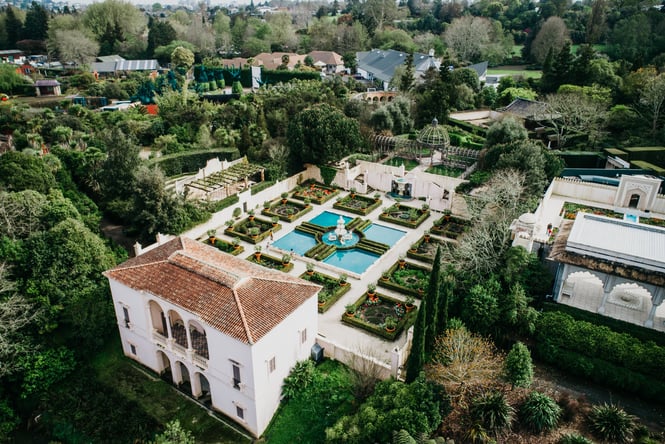A view of Hamilton Gardens from above.