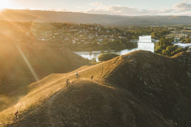 A view of hills at dusk.