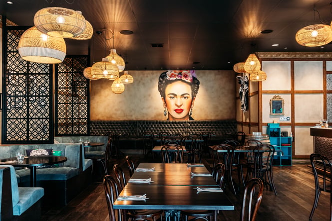 A busy interior of the darkly lit Libre restaurant in Palmerston North.