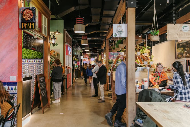 A collection of stalls inside Riverside Market in Christchurch