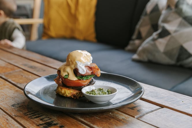 Classic eggs benny brunch dish at Switch New Brighton