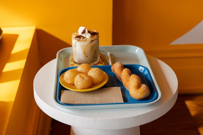 Korean donuts and drinks at Small Mercies in Auckland
