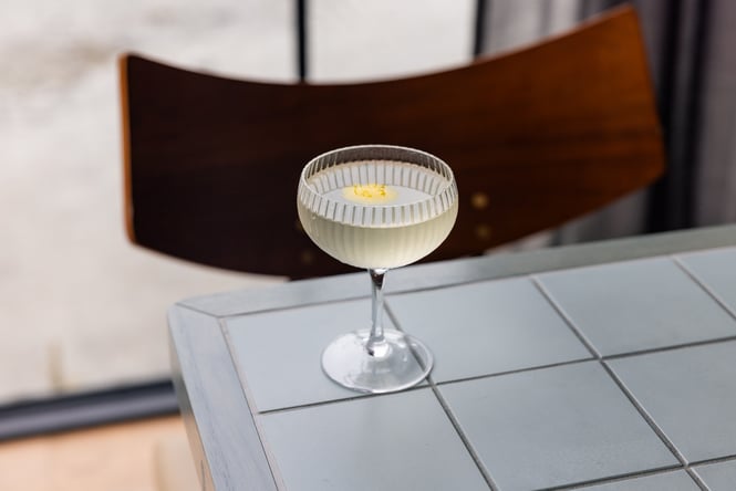 Close up of cocktail sitting on table at Rambler