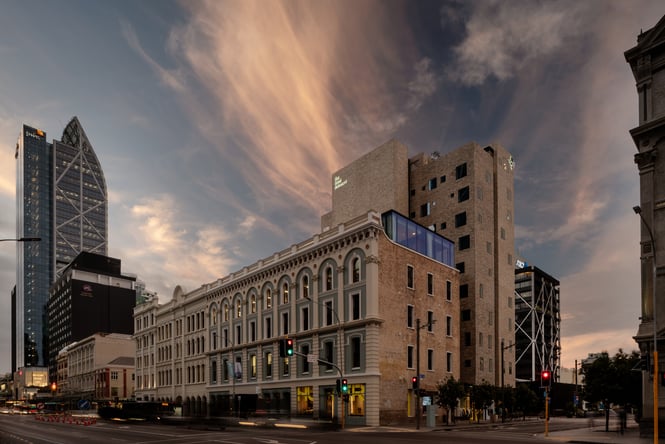 The exterior of Britomart Hotel.