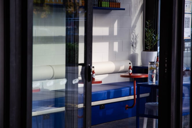 An inside view of Tom's cafe.