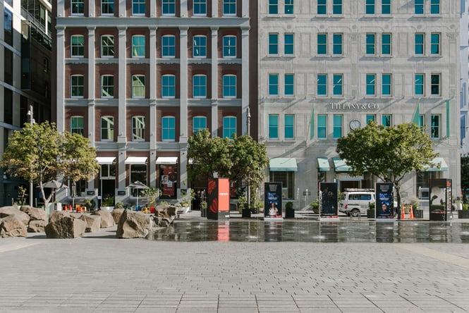 Takutai Square on a sunny day.