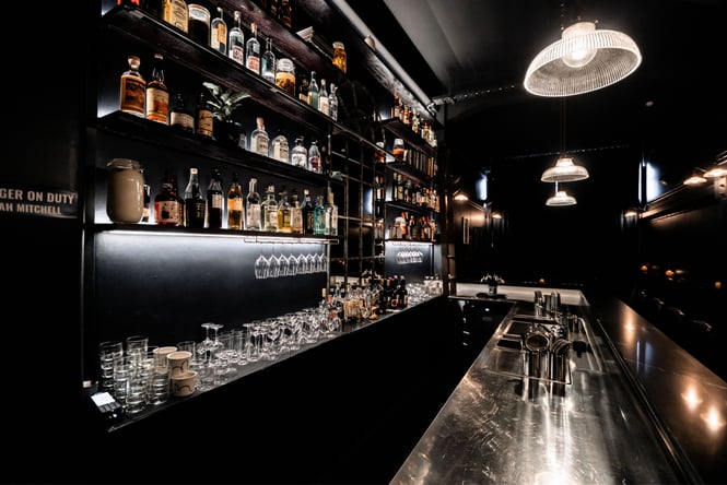 The bar counter at Teresa Cocktail Bar.