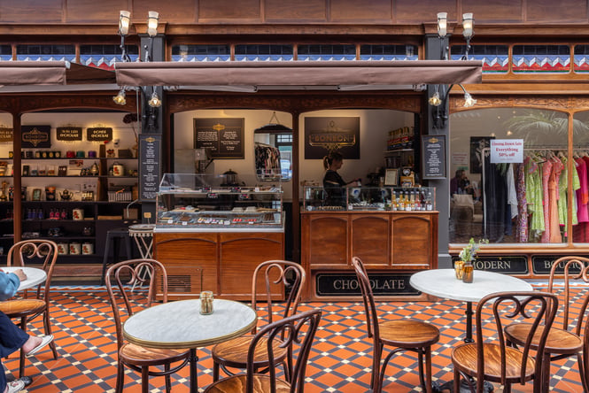 Bon Bon cafe in the atrium space in The Tannery.