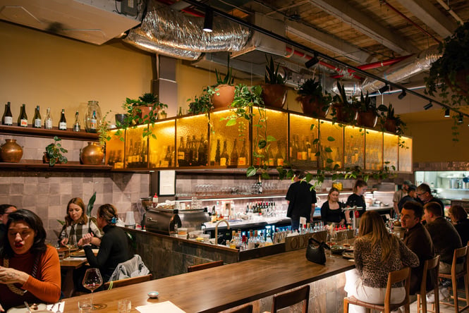 Busy kitchen and dining area in Odeon.