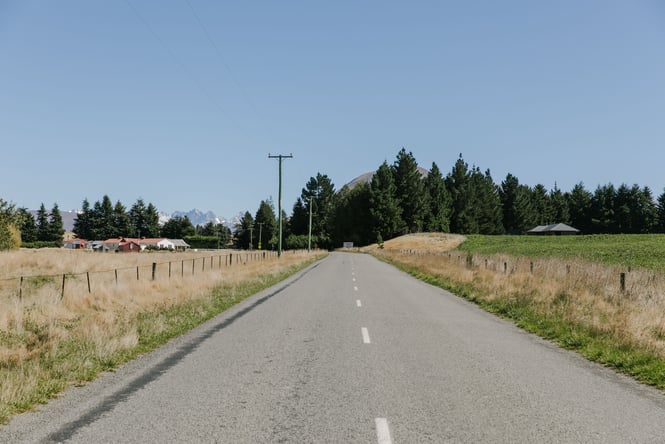 A country road on a sunny day.