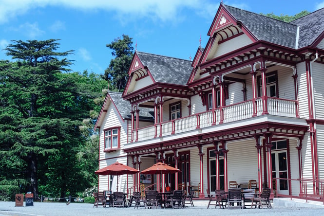 A grand house on a sunny day.