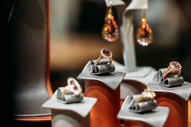 A close up of rings on a counter.