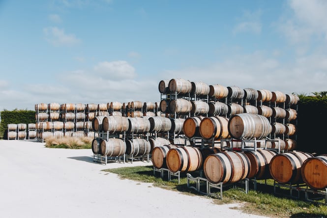 Wine barrels outside at Muddy Water.