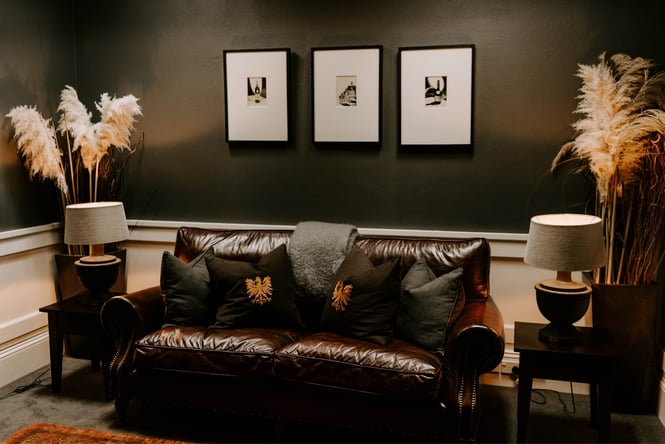 The waiting room inside Vault Spa.