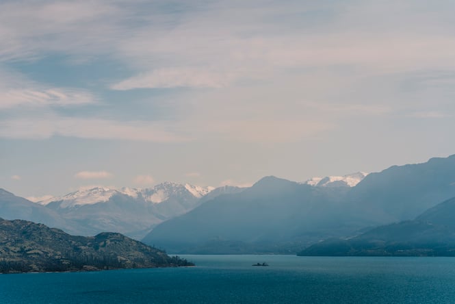 A lake and mountain view.