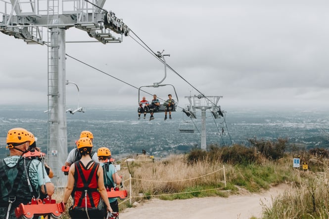 People waiting for the zipline.