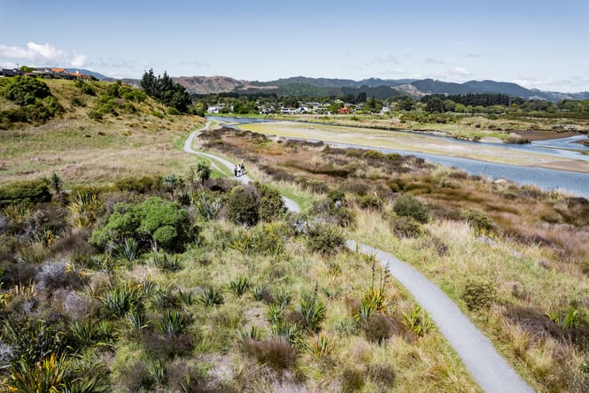 Trail beside Waikanae Estuary.