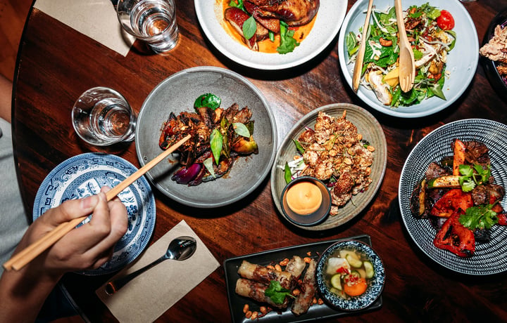 Selection of dishes on the table at Apache.