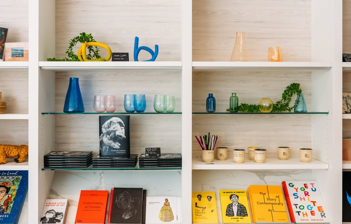 Assorted products on display at The Dowse gift shop.
