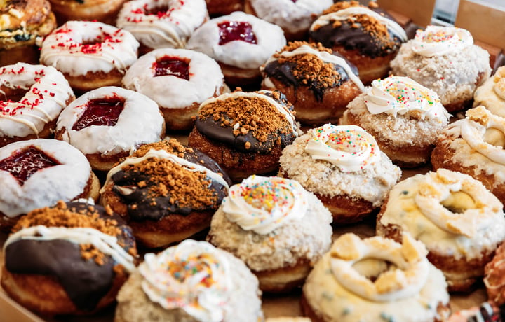 Rows of donuts from Wellington's Belen.