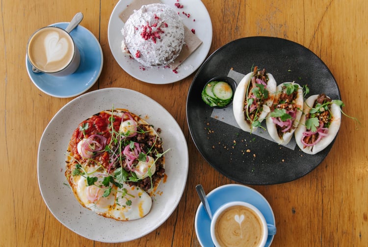 Birdseye view of brunch from Tees Street.