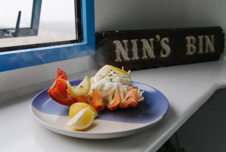 Cooked crayfish on a plate.