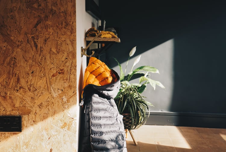 Photo of puffer jacket hanging up by Rick Barrett.