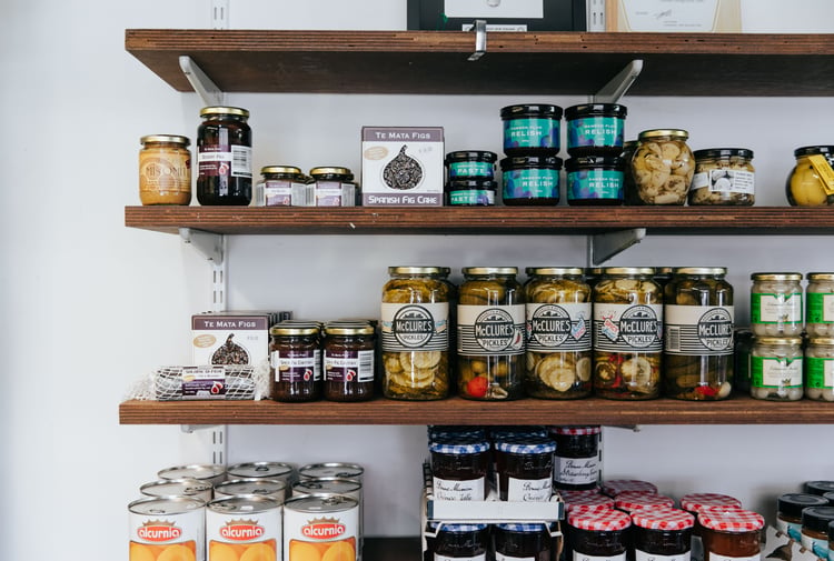 Pantry items for sale at Akaroa Butchery.